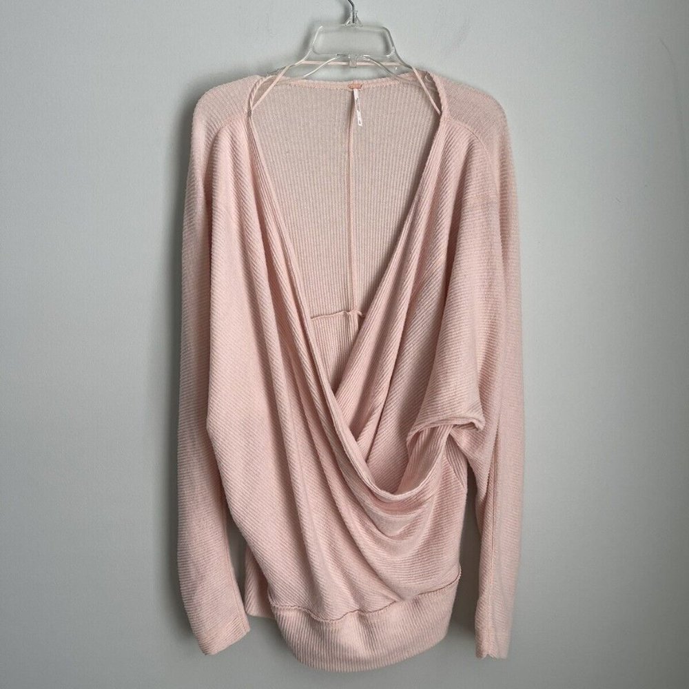 Free People Pink Cozy With You Wrap Sweater Long Sleeve